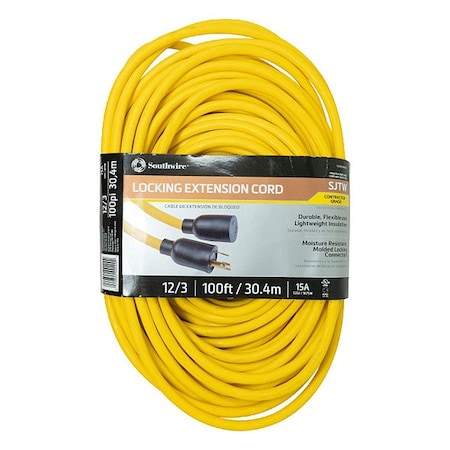Southwire ExtensionCord, 100ft, Yellow, 12AWG, Round 9209SW8802