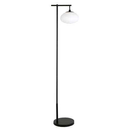 Homeroots 68" Black And White Reading Floor Lamp With White Glass Globe Shade 523521