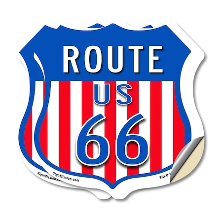 Signmission Route Us 66, 12 inch X 12 inch, Vinyl Decal, 2PK SHI-D-2PACK-12-480