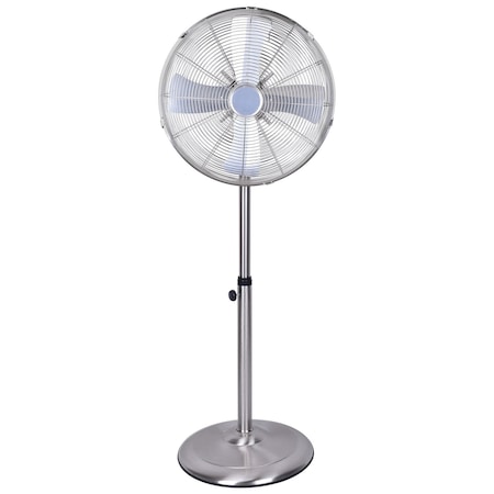 Edendirect 16 in. 3 fan speeds Pedestal Fan in Silver with Adjustable Height, Adjustable Tilt and Oscillation ZRW5512P469603