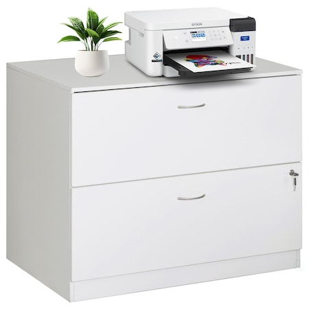 Basicwise 35.75 in W 2 Drawer File Cabinet, White QI004697.WT