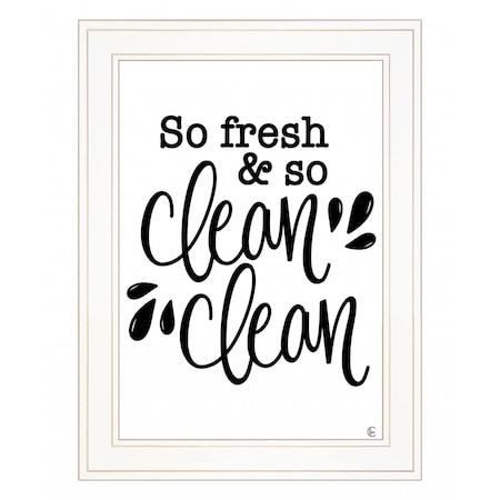 Homeroots So Clean Clean 1 White Framed Print Bathroom Wall Art 407684