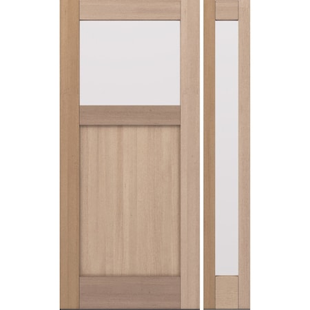 Doornmore CRF-P1G1, 51.5" x 82" ( 36" Door + 12" Side) Left Hand, Mahogany Top View Exterior Door CRF-P1G1-SW-3680-G101-SL_1-1_LI