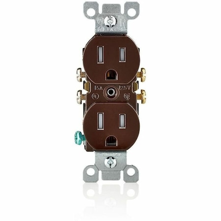 Leviton Straight Blade Receptacle, 5-15R, 15 A, 125V AC, 2 Pole, 3 Wire, Flush Mount, Grounded T5320
