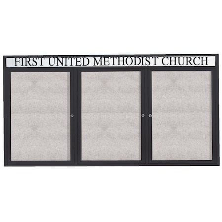 Aarco Outdoor Enclosed Bulletin Board w/ Al Frame Header, Powder Coated Black, Neutral 36''Hx72''W ODCC3672-3RHBK