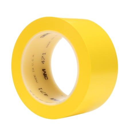 3M Floor Marking Tape, vinyl, No Legend, Yellow, 2 in W., 5.2 mil Thickness 471