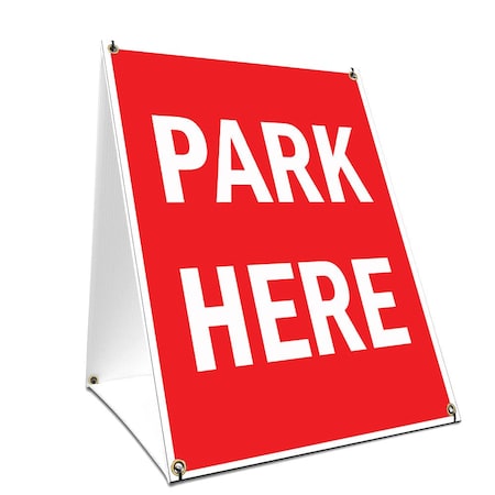 Signmission Park Here, 24 Inch x 18 Inch A-frame Yard Sign, Plastic Sign SBC-1824-Park Here