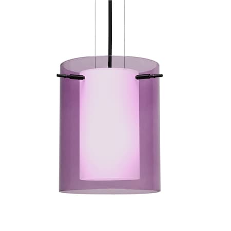 Besa Lighting Besa Pahu 8 Cable Pendant, Transparent Amethyst/Opal, Black Finish, 1x 100W MAX E26 Base 1KG-A00607-BK