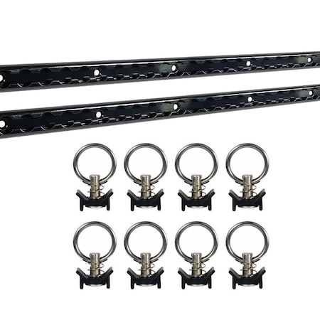 Mytee Products 6 Feet 2 L-Track Black Powder Coated and 8 Stud with Black Powder coated Ring, 8PK LTK6-BLKx2-LTKS-BLKx8
