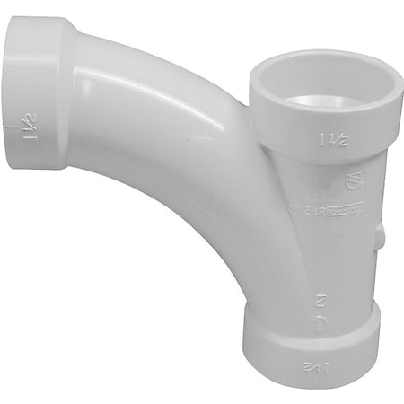 Genova CANPLAS Combination Tee Pipe Wye, 112 in, Hub, PVC, White, SCH 40 Schedule 194301