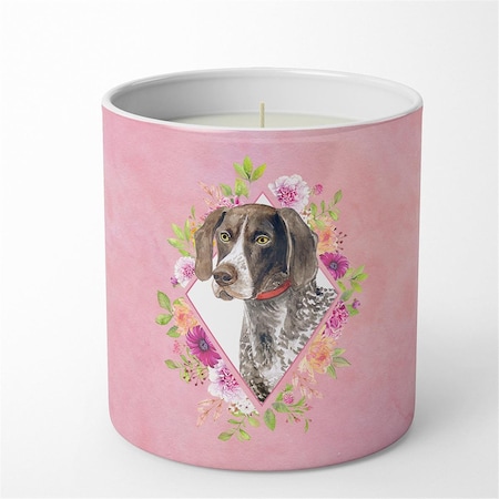 Carolines Treasures 10 oz German Shorthaired Pointer Pink Flowers Decorative Soy Candle CK4157CDL