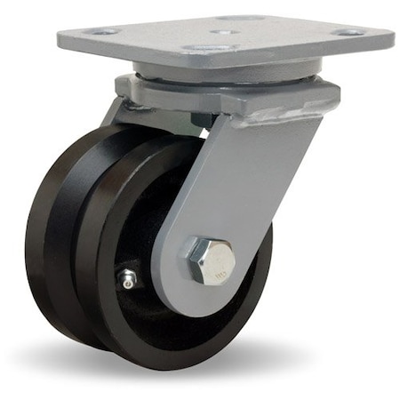 Hamilton Workhorse Swivel Caster, 4" x 2" V-Grooved Wheel, 3/4" Straight Roller Bearing S-WH-4V
