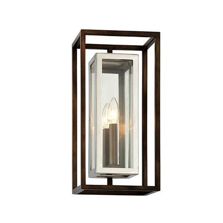 Troy Lighting Morgan 1 Light Wall Sconce 8 In. Bronze With Polished Stainless B6512