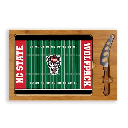 Picnic Time Family Of Brands NCAA NC State Wolfpack Football Field Icon Glass Top Cutting Board & Knife Set 910-00-505-424-0