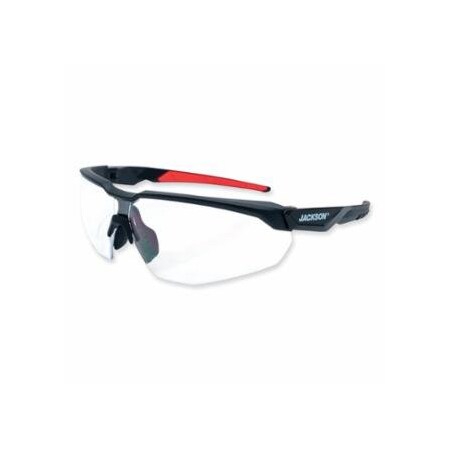 Jackson Safety Hyperguard Safety Glasses, Clear, RX 1.5Lens, Polycarbonate, Anti-Fog, Black Half Frame, Red Temple 138-450021