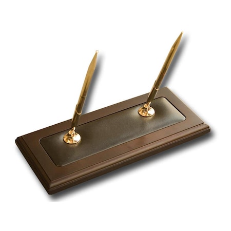 Dacasso This double pen stand features solid wood construction with a top-grain black leather inlay.<li>Mate A8404