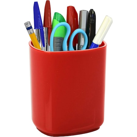 Acrimet Jumbo Pencil Holder Pen Cup Caddy Super Sized Desktop Organizer Solid Red 934.VM