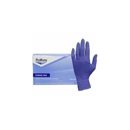 Proworks Nitrile Powder-Free Exam Gloves, 3 mil Thickness x 9.50in Glove L, Large Size, Nitrile, 10PK GL-N125FL