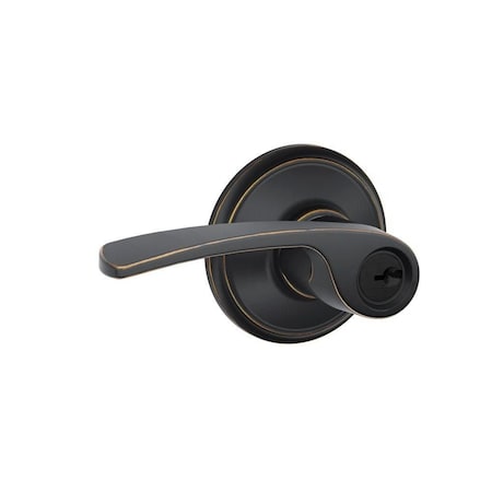 Schlage Residential Merano Lever Keyed Entry Lock C Keyway with 16211 Latch and 10063 Strike Aged Bronze Finish F51AMER716