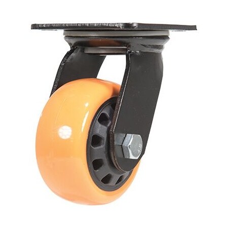 Vestil Polyurethane Swivel Caster 4 In. Diameter x 2 In. Width 594 Lb. Capacity Orange/Black CST-BN-4X2PUP-S