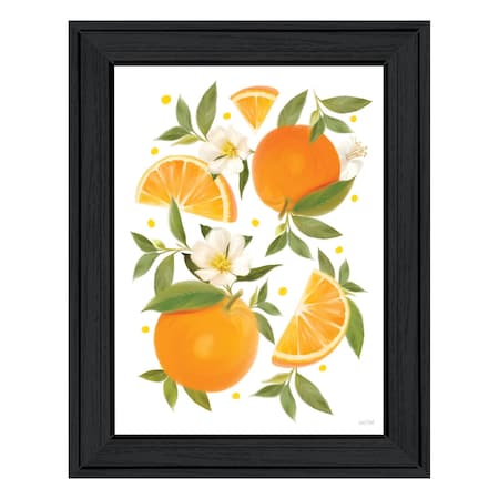 Homeroots Citrus Orange Botanical Black Framed Print Wall Art 529838