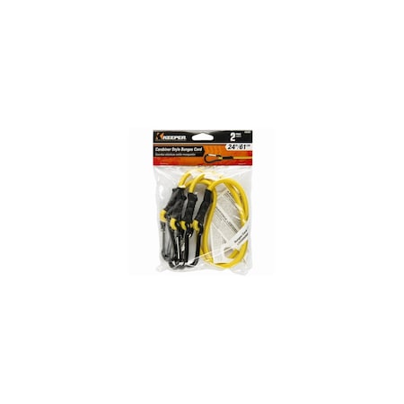 Keeper Carabiner Style Bungee Cord Yellow 24" L X 0.315" Yellow Pair 06080