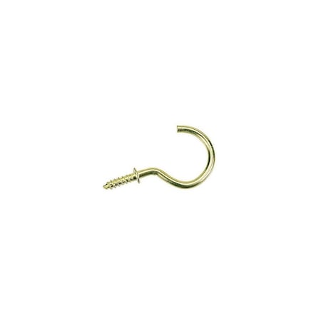 National Hardware Cup Hook, 0.64 in Opening, 2.07 in L, Brass Gold, 2PK N119-727
