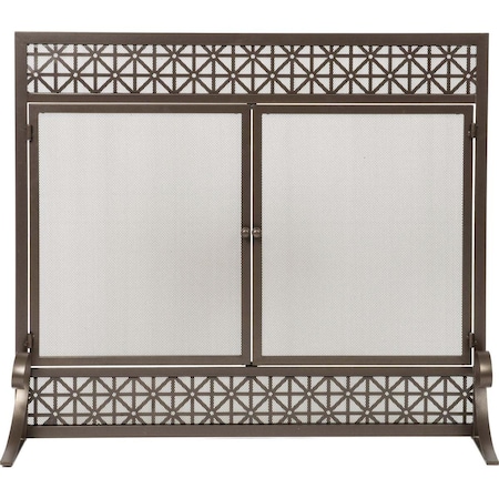 Dagan Filigree Design Panel Screen with Doors, Black AHS540
