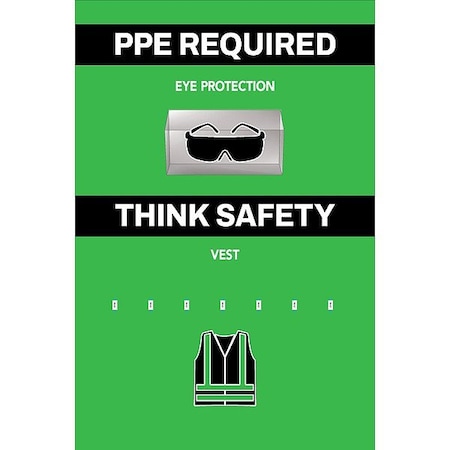 Visual Workplace PPE Shadow Board, Green, 24 in H 30-1910-3624-P61403