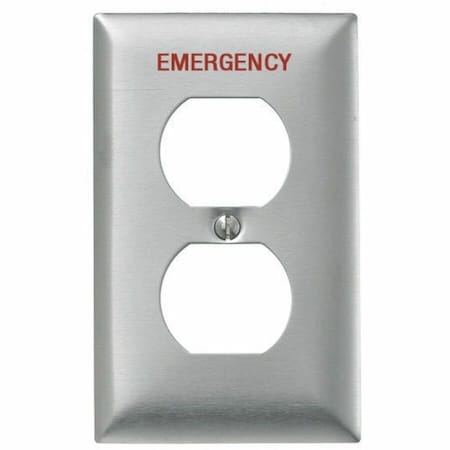 Hubbell Wiring Device-Kellems Duplex Receptacle Wall Plates and Box Cover, Number of Gangs: 1 Stainless Steel, Brushed Finish SS8MEV