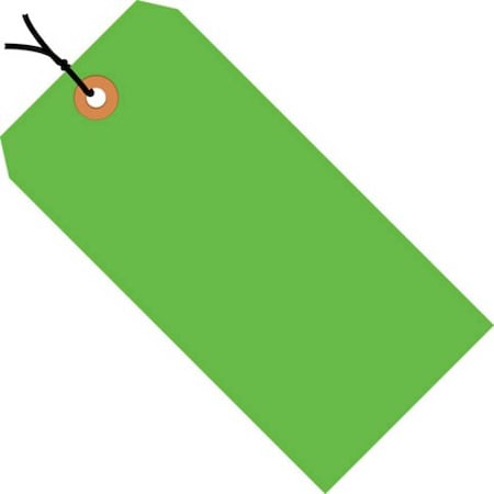 Partners Brand Shipping Tags, Pre-Strung, 13 Pt., 6 1/4" x 3 1/8", Fluorescent Green, PK1000 G12082B