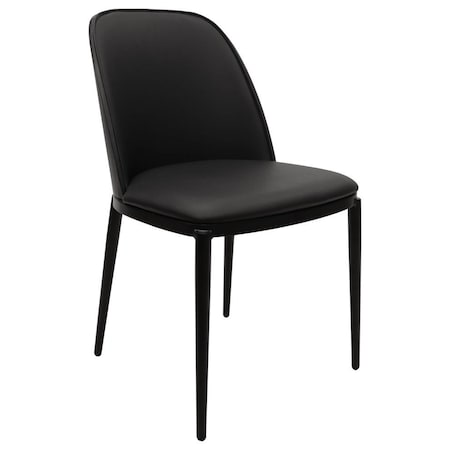 Leisuremod Tule Dining Side Chair, Black Frame with Black Leather Seat TCBL18BL