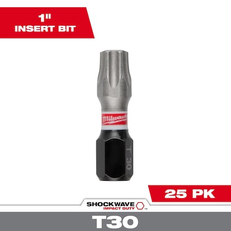 Milwaukee Tool Insert Bit, Black Oxide, Impact, PK25 48-32-4137