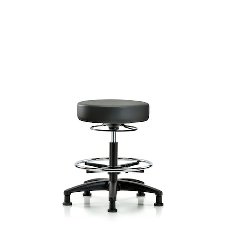 Blue Ridge Ergonomics Vinyl Stool, Med Bench, Foot Ring, Glides, Carbon BR-VMBSO-RG-CF-RG-8823