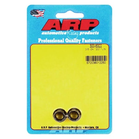 Arp 300-8322 0.37-24 in. 12 Point Black Oxide Steel Nut, 2PK ARP300-8322