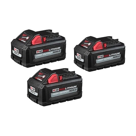 Milwaukee Tool M18 REDLITHIUM HO XC6.0 Battery 3PK 48-11-1862, 48-11-1865