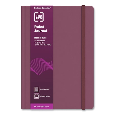 Tru Red Hardcover Business Journal, 1-Subject, Narrow Rule, Purple Cover, 96 8 x 5.5 Sheets TR55733