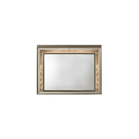 Homeroots 37" Champagne Lighted Wood Framed Mounted Dresser Mirror 485898
