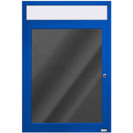 Aarco Enclosed Letter Board Directory w/ Powder Coated Blue Aluminum Frame and Header, 36''Hx24''W, 1 Door ADC3624HB