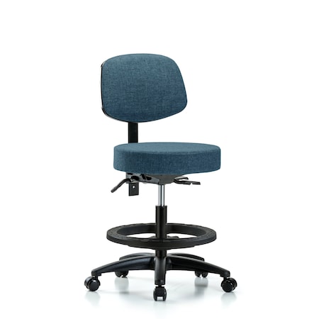 Blue Ridge Ergonomics Bech Stool, Med, Fab, Bk, Tilt, BF, Cast, Blu BR-FMBST-RG-T1-BF-RC-F43