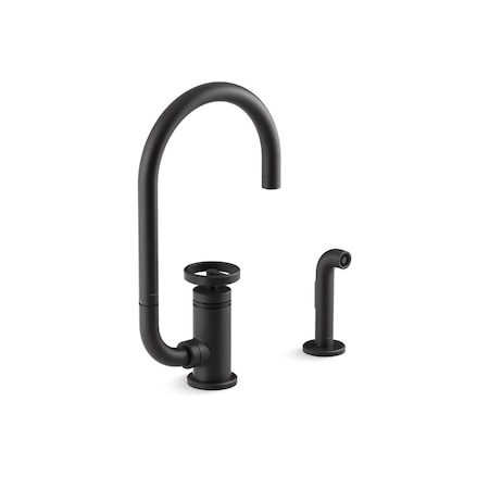 Kohler Billet Single-handle bar sink faucet with two-function extended-reach spout and side sprayer 28675-9-BL