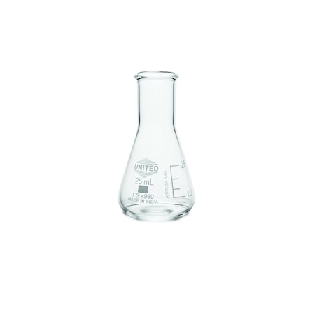 Zoro Select Erlenmeyer Flask, 25 mL, Conical, PK12 FG4980-25