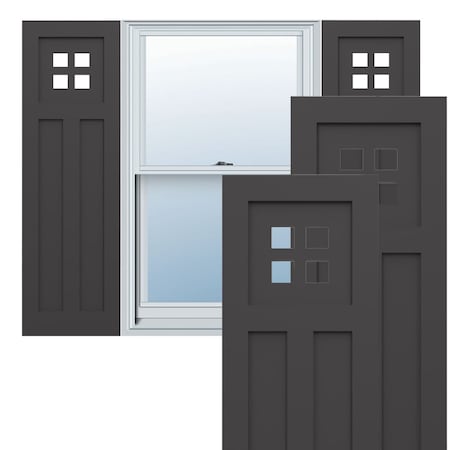 Ekena Millwork True Fit PVC San Antonio Mission Style Fixed Mount Shutters, Shadow Mountain, 18W x 61H, PR TFP001ST18X061SM