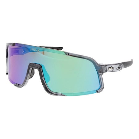 Mcr Safety Hulk HK4, Safety Glasses, MAX3 Polarized, Green Mirror Lens, Crystal Gray Frame, Full-Frame HK42BGZP