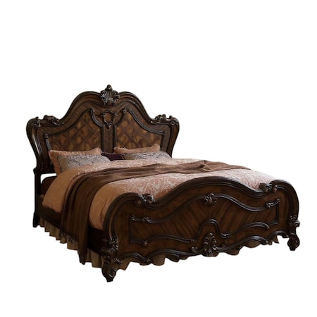 Homeroots Dark Brown Solid Wood Bed Frame 348180