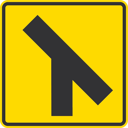 Lyle Intersection Warning, Oblique Side Road (Acute), 30x30, High Intensity Prismatic, Yellow G-15299-HI_30x30