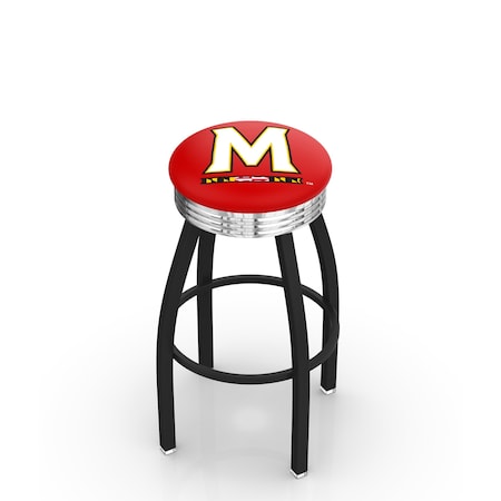 Holland Bar Stool Co 30" Blk Wrinkle Maryland Swivel Bar Stool, Chrome Ring L8B3C30Mrylnd