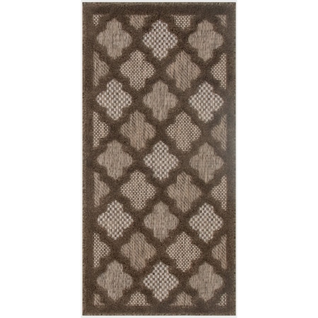 Homeroots 2' X 4' Dark Brown And Light Brown Geometric Indoor Outdoor Area Rug 573849