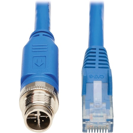 Eaton Tripp Lite Series M12 X-Code Cat6 1G UTP CMR-LP Ethernet Cable M12 M/RJ45 M, IP68, PoE, Blue, 5 m NM12-602-05M-BL