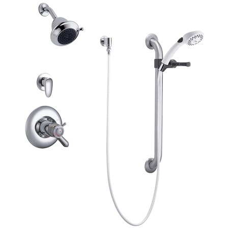 Delta Commercial T17Th Universal Dual Shower Trim Diverter Hand Shower And Grab Bar In Chrome T17TH325